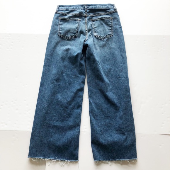 KUT from the Kloth Meg Fab Ab Wide Leg Jeans Womens 8 High Rise Raw Hem Blue - Picture 4 of 11